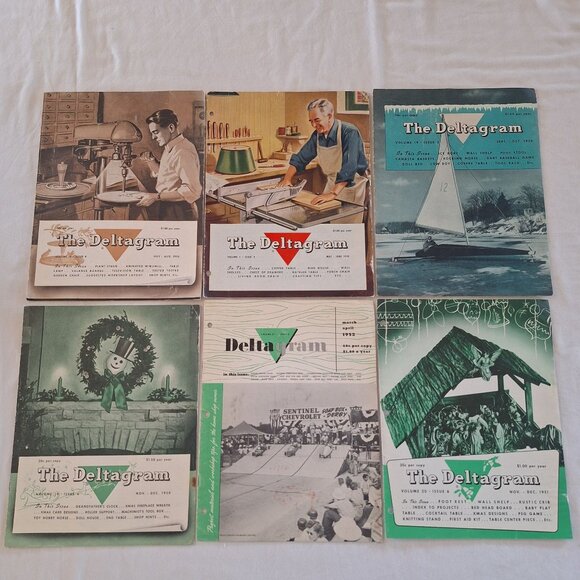 The Deltagram Other - 7 Vintage The Deltagram Woodworking Magazines Volumes 5-1950s 1-1951 1-1952 Lot